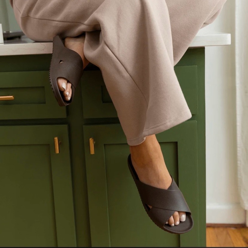 OKA b. Dark Brown Slide Sandals